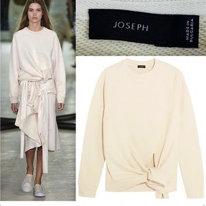 Joseph Cream Knot Sweater Loop Back Cropped Sweatshirt Sz L
